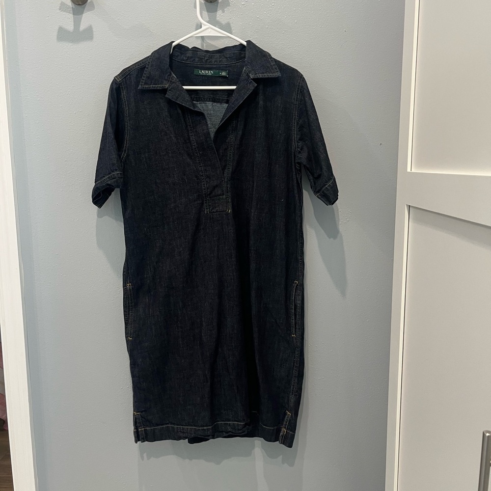 Lands' End Dark Blue Sack Dress w Pockets